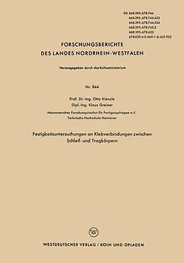 E-Book (pdf) Festigkeitsuntersuchungen an Klebverbindungen zwischen Schleif- und Tragkörpern von Otto Kienzle