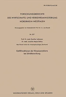 E-Book (pdf) Gefäßreaktionen der Körperperipherie bei Schalleinwirkung von Gunther Lehmann