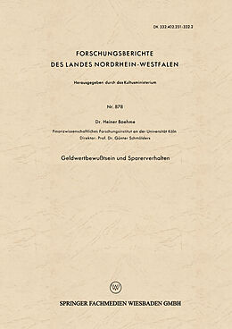 E-Book (pdf) Geldwertbewußtsein und Sparerverhalten von Heiner Boehme