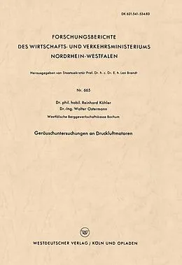 E-Book (pdf) Geräuschuntersuchungen an Druckluftmotoren von Reinhard Köhler