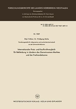 E-Book (pdf) Internationaler Preis- und Kaufkraftvergleich für Bekleidung in Ländern des Gemeinsamen Marktes und der Freihandelszone von Wolfgang Rothe
