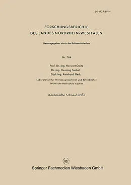 E-Book (pdf) Keramische Schneidstoffe von Herwart Opitz