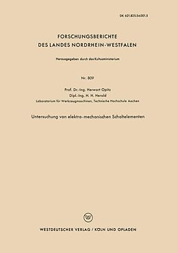 E-Book (pdf) Untersuchung von elektro-mechanischen Schaltelementen von Herwart Opitz