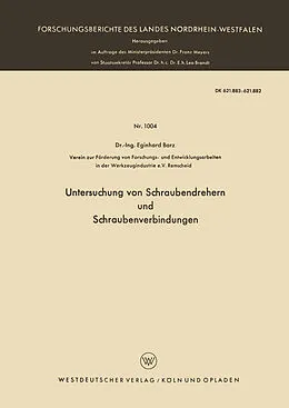 E-Book (pdf) Untersuchung von Schraubendrehern und Schraubenverbindungen von Eginhard Barz