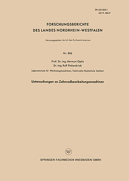 E-Book (pdf) Untersuchungen an Zahnradbearbeitungsmaschinen von Herwart Opitz