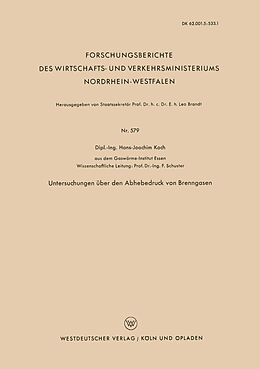 E-Book (pdf) Untersuchungen über den Abhebedruck von Brenngasen von Hans-Joachim Koch