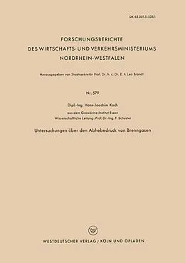E-Book (pdf) Untersuchungen über den Abhebedruck von Brenngasen von Hans-Joachim Koch
