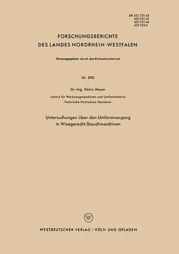 E-Book (pdf) Untersuchungen über den Umformvorgang in Waagerecht-Stauchmaschinen von Heinz Meyer