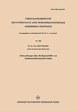 E-Book (pdf) Untersuchungen über die Eigenschaften von Cadmiumsulfid-Sandwich-Zellen von Josef Fassbender