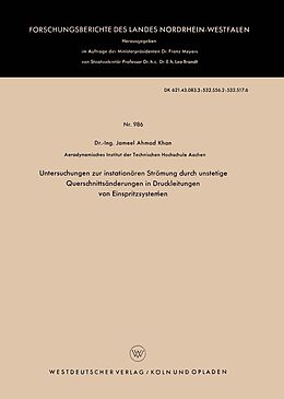 E-Book (pdf) Untersuchungen zur instationären Strömung durch unstetige Querschnittsänderungen in Druckleitungen von Einspritzsystemen von Jameel Ahmad Khan