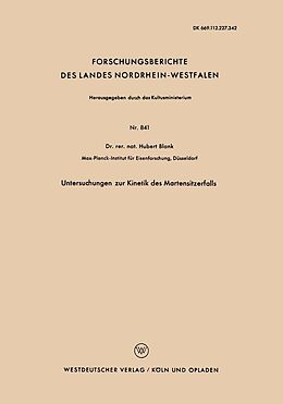 E-Book (pdf) Untersuchungen zur Kinetik des Martensitzerfalls von Hubert Blank