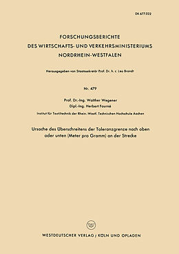 E-Book (pdf) Ursache des Überschreitens der Toleranzgrenze nach oben oder unten (Meter pro Gramm) an der Strecke von Walther Wegener