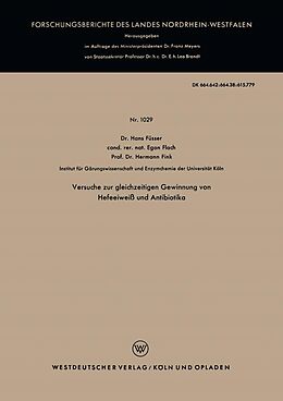 E-Book (pdf) Versuche zur gleichzeitigen Gewinnung von Hefeeiweiß und Antibiotika von Hans Füsser