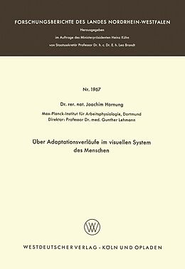E-Book (pdf) Über Adaptationsverläufe im visuellen System des Menschen von Joachim Hornung