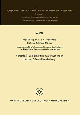 E-Book (pdf) Verschleiß- und Schnittkraftuntersuchungen bei der Zahnradbearbeitung von Herwart Opitz