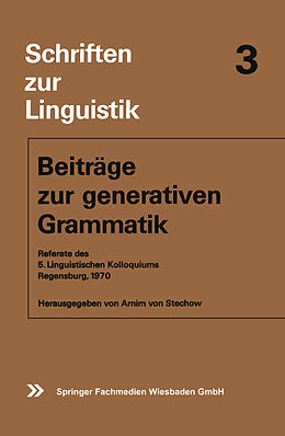 Kartonierter Einband Beiträge zur generativen Grammatik von 