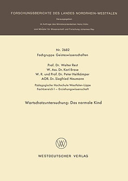 Kartonierter Einband Wortschatzuntersuchung: Das normale Kind von Walter Rest, Karl Brose, Peter Heitkämper