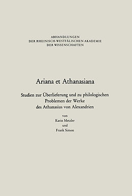 Kartonierter Einband Ariana et Athanasiana von Karin Metzler, Frank Simon