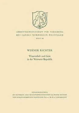 E-Book (pdf) Wissenschaft und Geist in der Weimarer Republik von Werner Richter