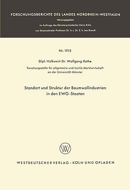 E-Book (pdf) Standort und Struktur der Baumwollindustrien in den EWG-Staaten von Wolfgang Rothe