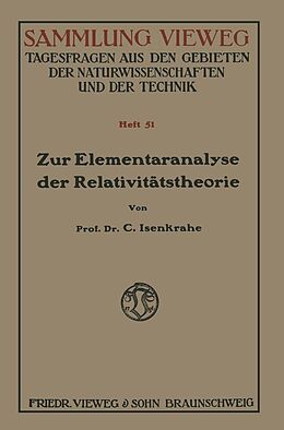 E-Book (pdf) Zur Elementaranalyse der Relativitätstheorie von Caspar Isenkrahe