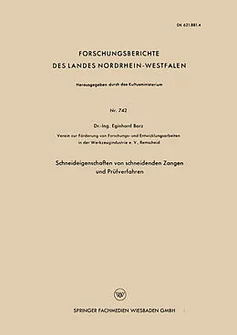 E-Book (pdf) Schneideigenschaften von schneidenden Zangen und Prüfverfahren von Eginhard Barz