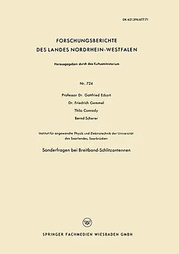 E-Book (pdf) Sonderfragen bei Breitband-Schlitzantennen von Gottfried Eckart, Friedrich Gemmel, Thilo Conrady