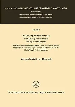 E-Book (pdf) Zerspanbarkeit von Grauguß von Wilhelm Patterson
