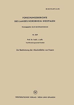 E-Book (pdf) Zur Bestimmung der Absolutdichte von Fasern von Johannes Juilfs