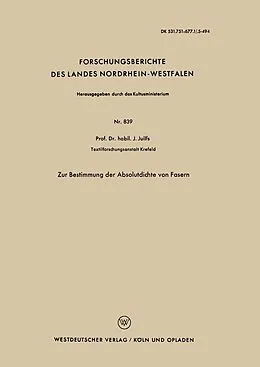 E-Book (pdf) Zur Bestimmung der Absolutdichte von Fasern von Johannes Juilfs