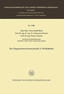 Kartonierter Einband Der Gegenstromwärmeaustausch in Wirbelbetten von Franz-Rudolf Block