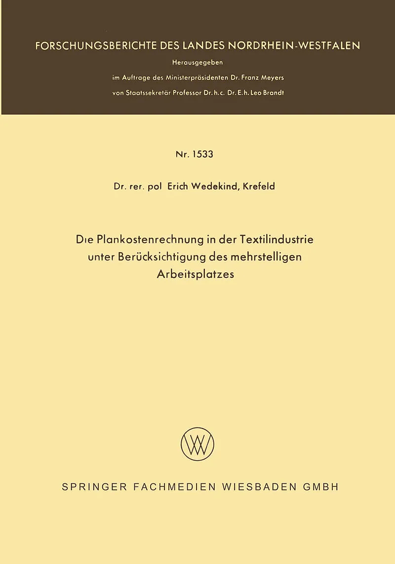 Die Plankostenrechnung in der Textilindustrie unter Berücksichtigung des mehrstelligen Arbeitsplatzes
