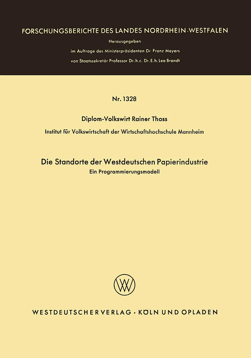 Die Standorte der westdeutschen Papierindustrie