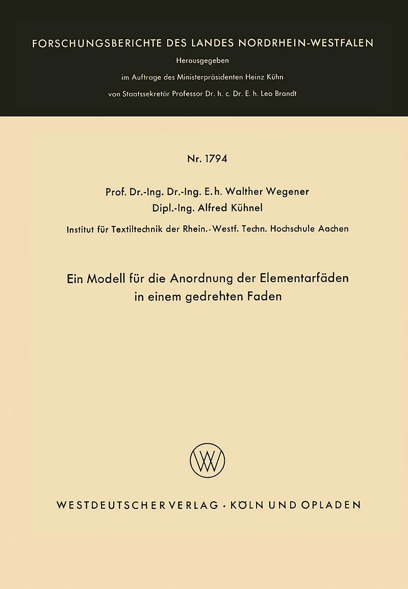 Ein Modell für die Anordnung der Elementarfäden in einem gedrehten Faden