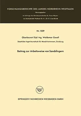 Kartonierter Einband Beitrag zur Arbeitsweise von Sandslingern von Waldemar Gesell