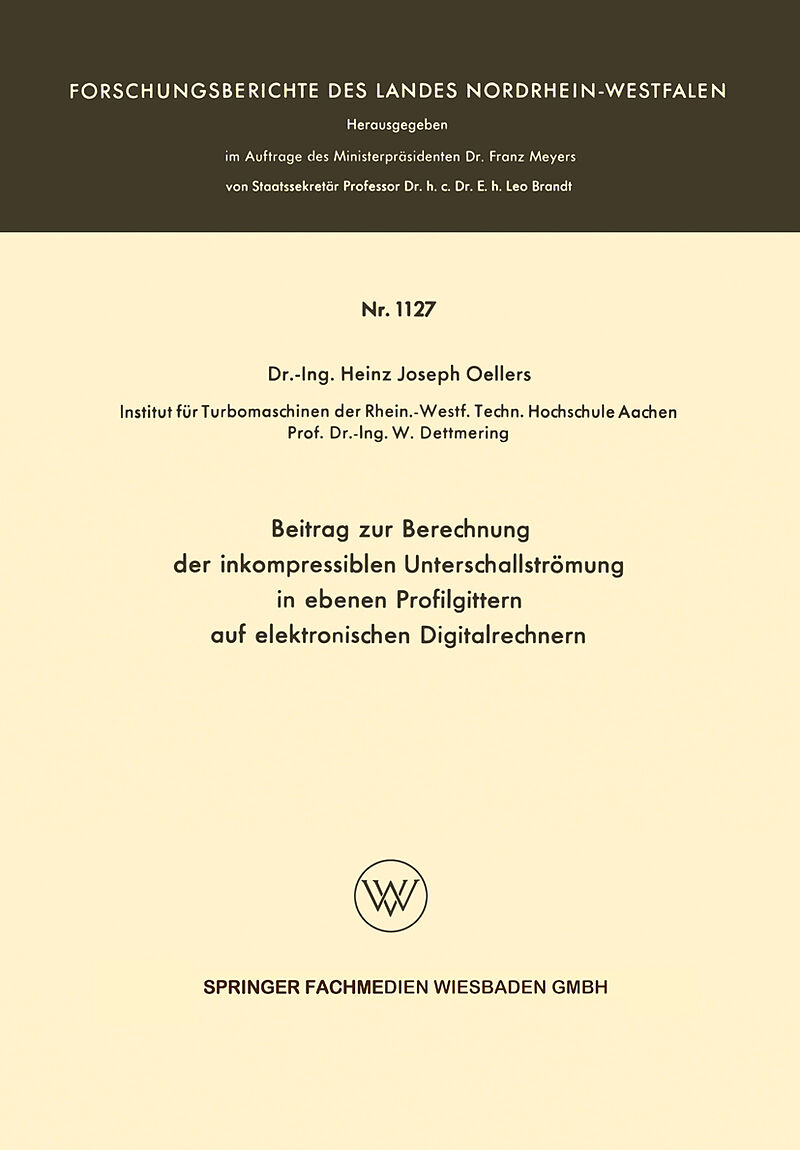 Beitrag zur Berechnung der inkompressiblen Unterschallstrümung in ebenen Profilgittern auf elektronischen Digitalrechnern