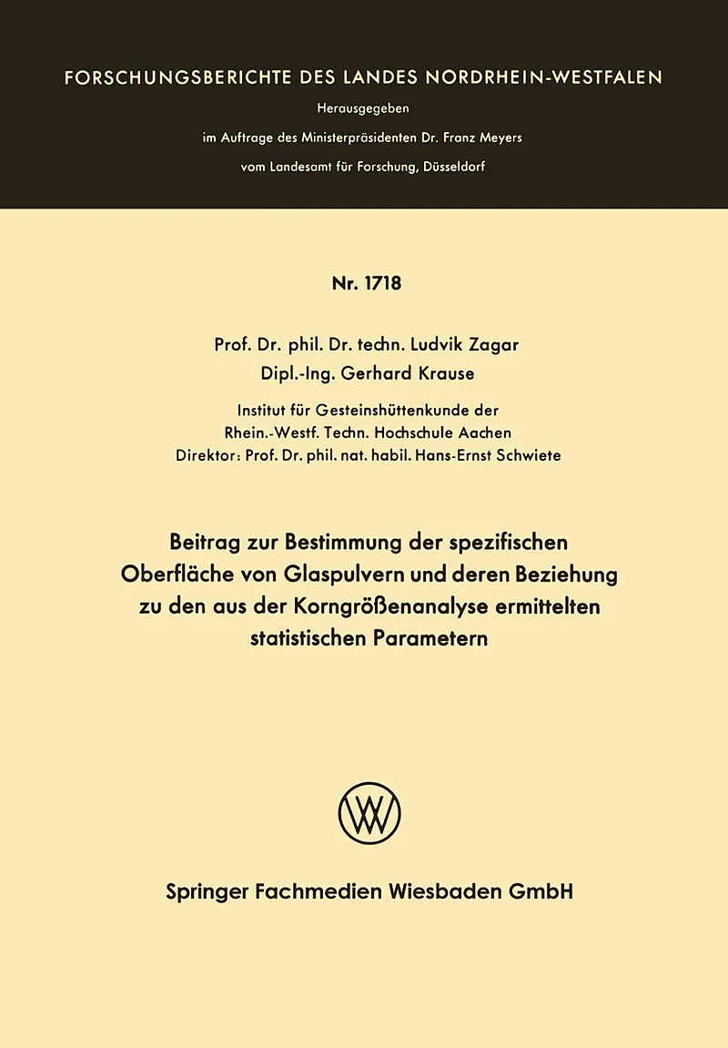 Beitrag zur Bestimmung der spezifischen Oberfläche von Glaspulvern und deren Beziehung zu den aus der Korngrößenanalyse ermittelten statistischen Parametern