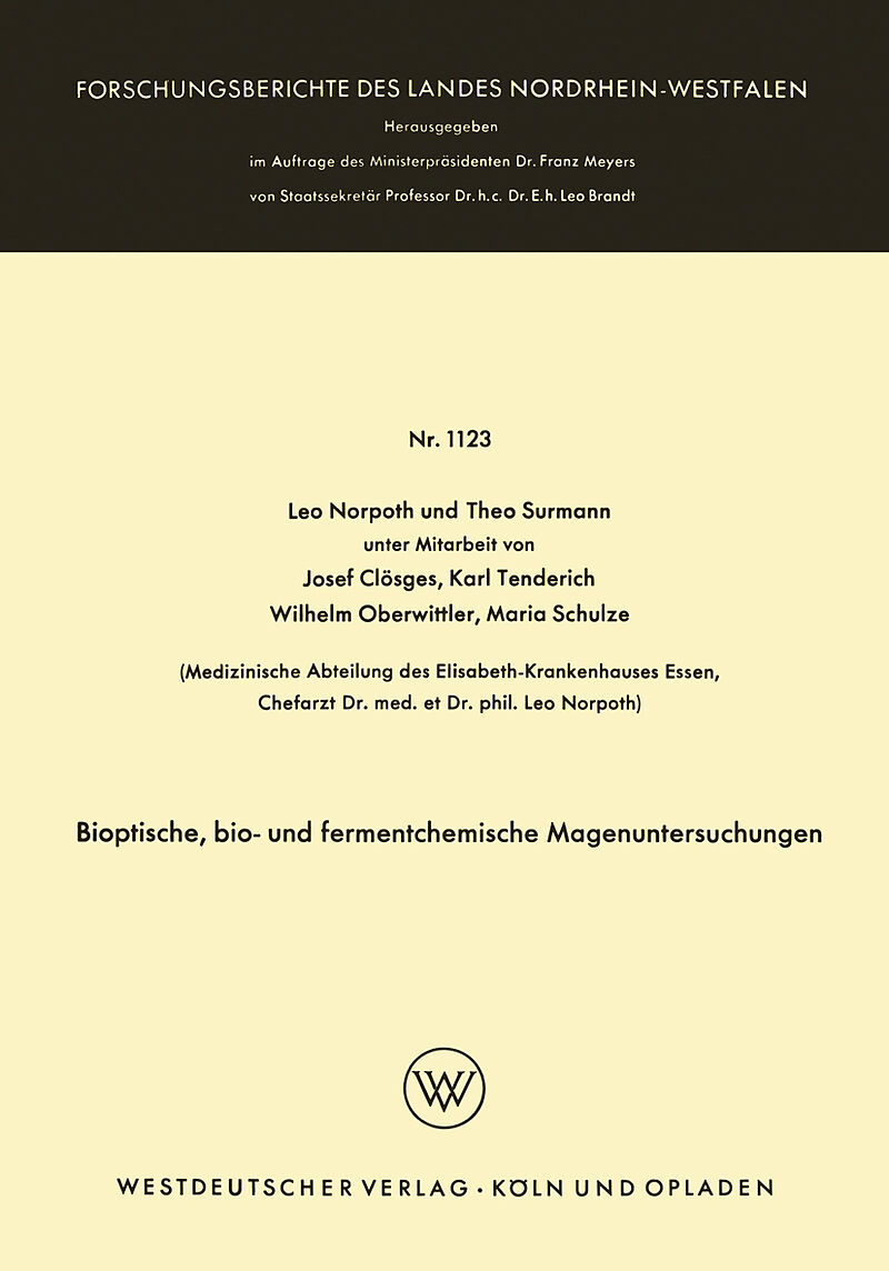 Bioptische, bio- und fermentchemische Magenuntersuchungen