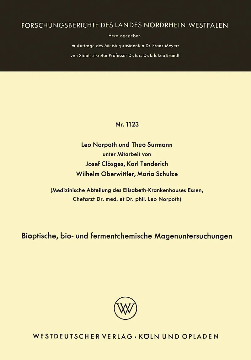 Bioptische, bio- und fermentchemische Magenuntersuchungen