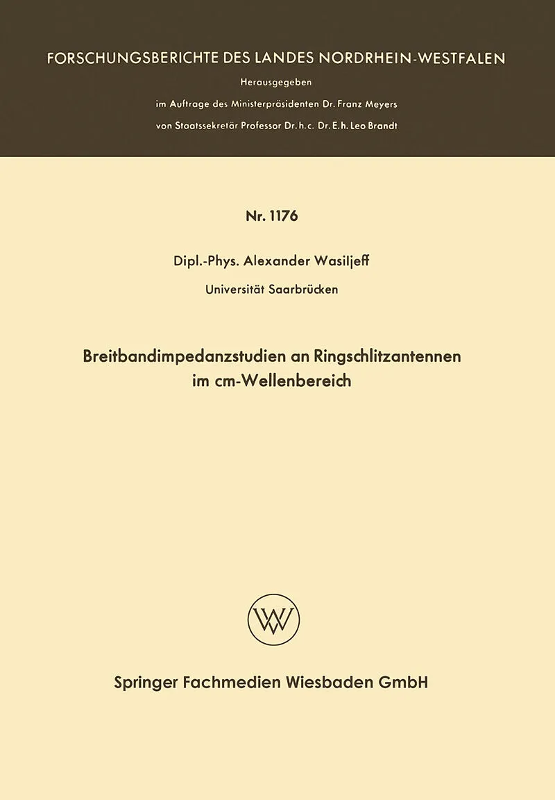 Breitbandimpedanzstudien an Ringschlitzantennen im cm-Wellenbereich