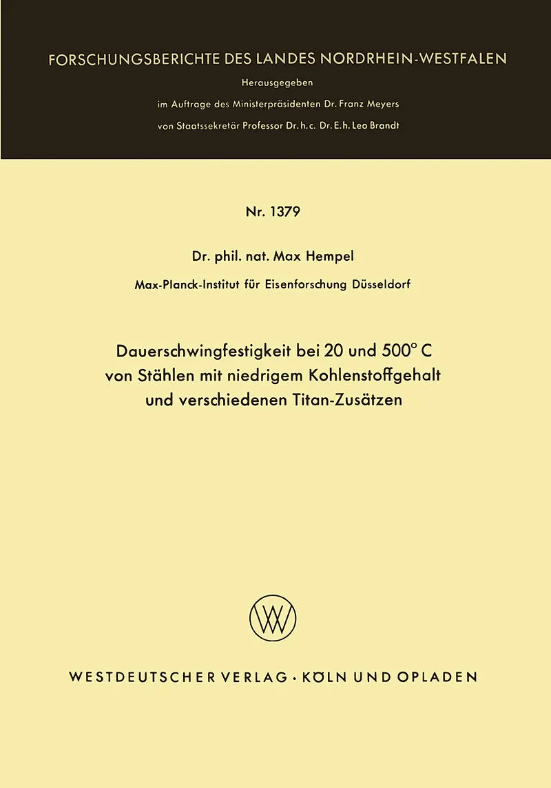 Dauerschwingfestigkeit bei 20 und 500°C von Stählen mit niedrigem Kohlenstoffgehalt und verschiedenen Titan-Zusätzen
