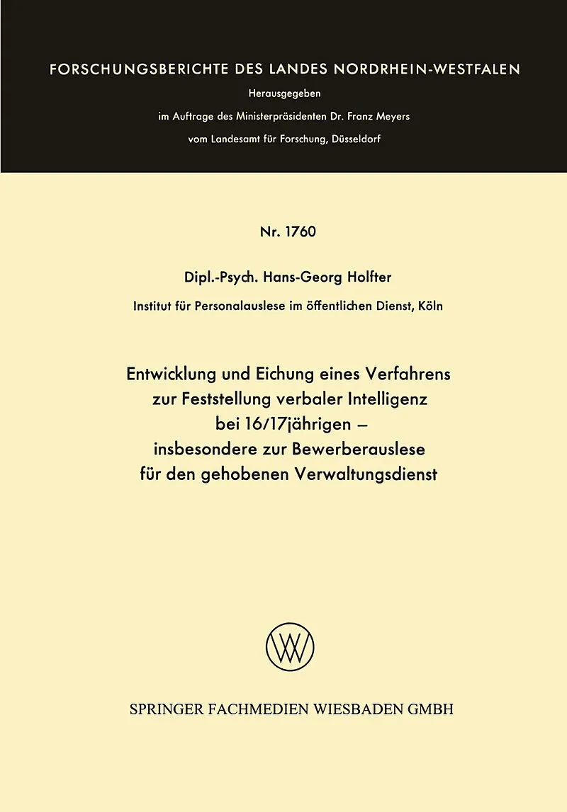 Entwicklung und Eichung eines Verfahrens zur Feststellung verbaler Intelligenz bei 16/17jährigen