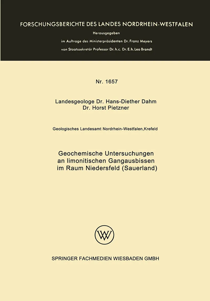 Geochemische Untersuchungen an limonitischen Gangausbissen im Raum Niedersfeld (Sauerland)