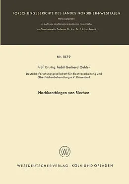 Kartonierter Einband Hochkantbiegen von Blechen von Gerhard Oehler