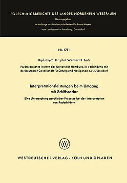 Kartonierter Einband Interpretationsleistungen beim Umgang mit Schiffsradar von Werner H. Tack