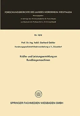 Kartonierter Einband Kräfte- und Leistungsermittlung an Rundbiegemaschinen von Gerhard Oehler