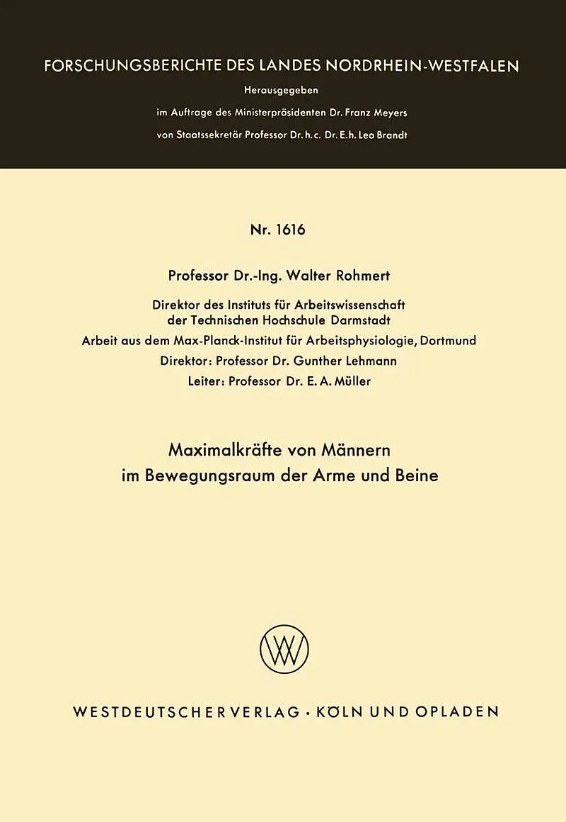 Maximalkräfte von Männern im Bewegungsraum der Arme und Beine