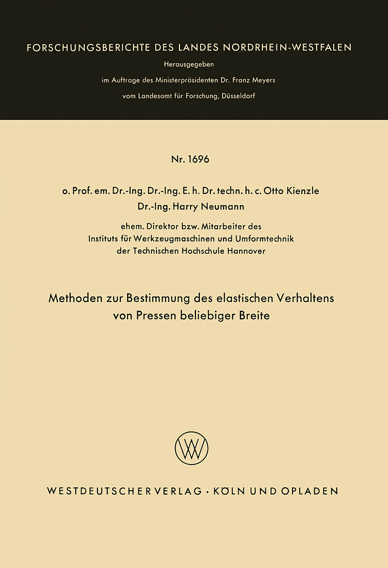 Methoden zur Bestimmung des elastischen Verhaltens von Pressen beliebiger Breite