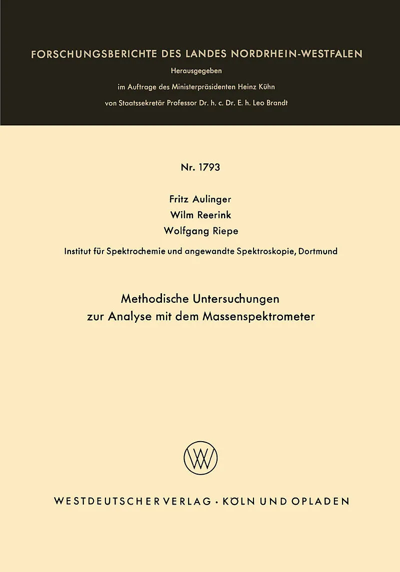 Methodische Untersuchungen zur Analyse mit dem Massenspektrometer
