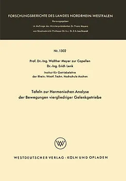 Kartonierter Einband Tafeln zur Harmonischen Analyse der Bewegungen viergliedriger Gelenkgetriebe von Walther Meyer zur Capellen